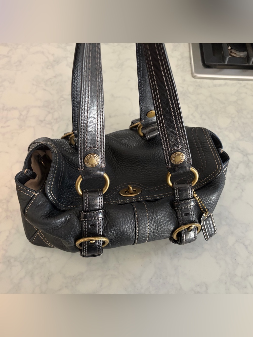 Vintage Coach "Chelsea" Black Pebble
Leather Satchel Handbag - Picture 3 of 15